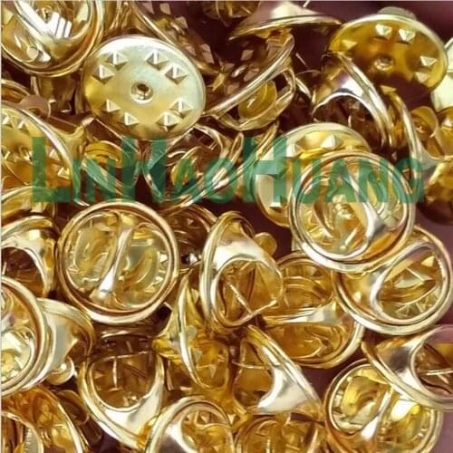 DLY 100sets/lot 11.5mm Badge Hat Pin Silver/Gold/black nickle Tone Metal Tie Back Lapel Butterfly Clasps Fastener 2017070501