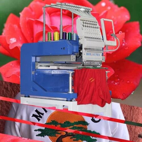 HOLiAUMA single head embroidery machine cap t-shirt flat computer embroidery machine in guangzhou with 10 year service guarantee