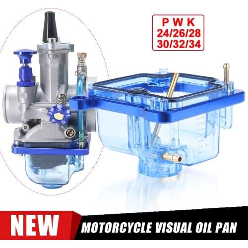 PWK Motorcycle Carburetor Clear Bottom Blue Transparent Float Bowl with oil spill hole Fit For PWK 24mm 26mm 28mm 30mm 32mm 34mm