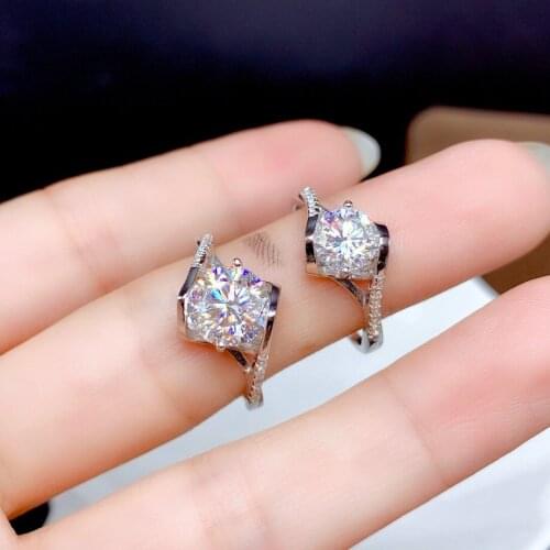 Sterling Silver 925 Mossangdiamond Angel Kiss Ring 1.0Ct-2.0CTD Color VVS1 Class Clarity Luxury Jewelry Wedding Engagement