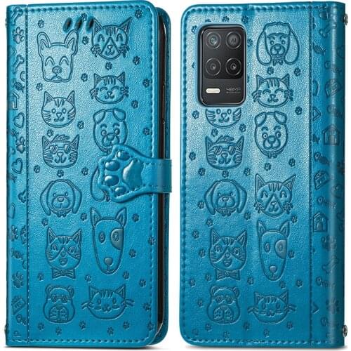 Cat & Dog Pattern Phone Case For Oppo Realme 8 Bumper Filp Wallet PU Leather Case For Oppo Realme 8 Case For Realme 8 Cover 6.4"