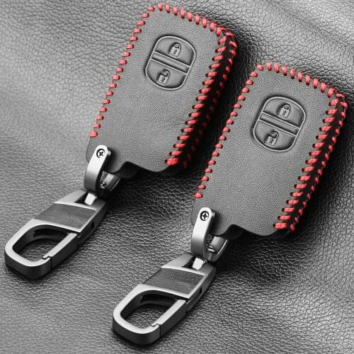 Leather Car Key Case For Toyota Aqua RAV4 Land Cruiser Camry Prado Corolla Prius Cover Keyless Remote Fob 2 Button 2013 2014