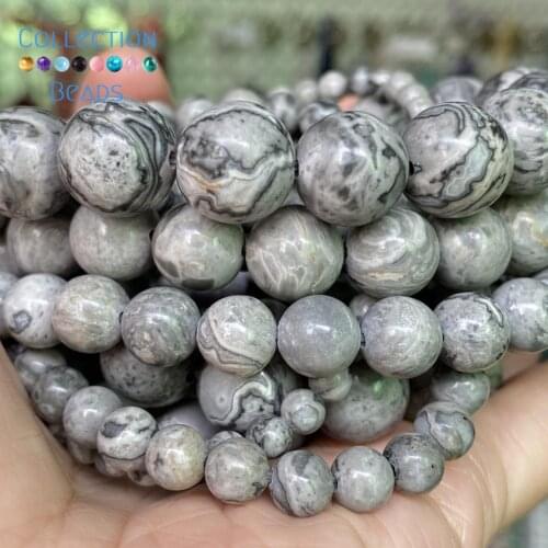 Natural Map Jaspers Loose Round Beads For Jewelry Making 4-12 MM DIY Bracelets Accessories 15" Wholesale
