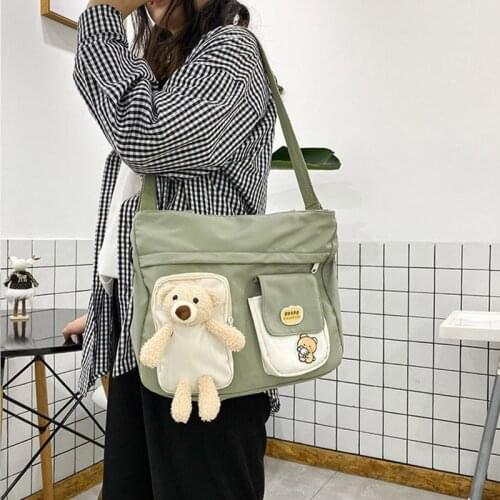 Cute Girl bear school bag 2021 Unisex large capacity messenger bag Korean female student shoulder bag Teenage Girl Crossbody Bag