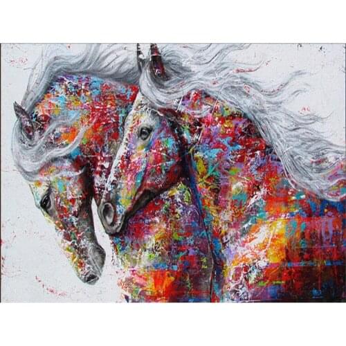 Two Horse Animal DIY 11CT Embroidery Cross Stitch Kits Craft Needlework Set Cotton Thread Printed Canvas Home Decoration Sell