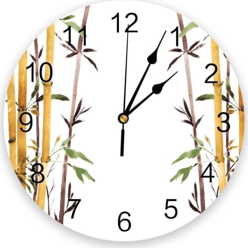 Yellow Arrow Bamboo Plant Art Modern Design Clocks Wall Watch Wall Hanging Art Creative Home Living Room Decor