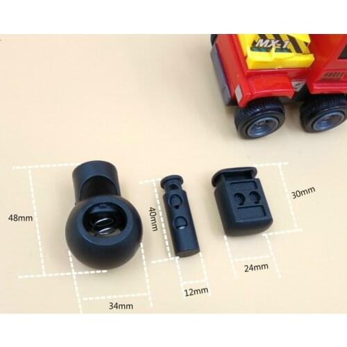 New 20pcs Super Big Black Plastic Cord Locks Round Toggle Clip Stopper Repair DIY Backpack Clothing Paracord Accessories