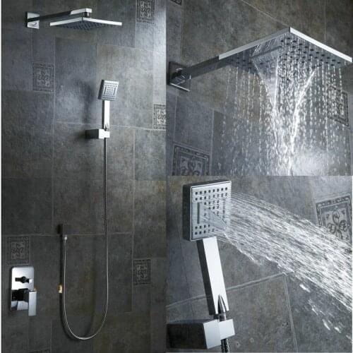 New rainfall bathroom shower kit 8 inch shower head luxury Wall Mounted square brass waterfall Shower Set B-S0808K