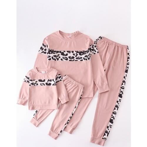 Girlymax Fall Winter Baby Girls Children Clothes Mommy & Kids Leopard Stripe Camo Boutique Loungewear Pants Sets Kids Clothing