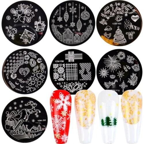 1 PC Nail Stamping Plates Stamper Scraper Leaf Rose Snowflakes Nail Art Stamp Templates Christmas Manicure