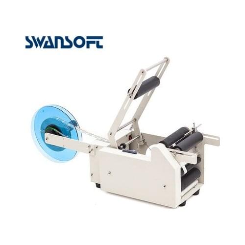SWANSOFT 15-120mm Semi-Automatic Sticker Round Bottle Labeler Tube Can Customized Labeling Machine Alcohol Hydrogen Peroxide