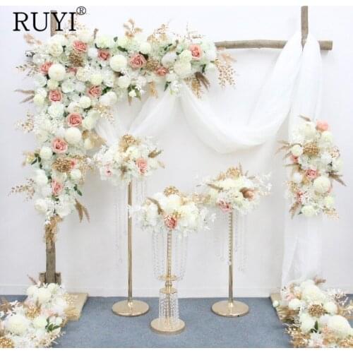 Homemade Wedding Triangle Flower Row Combination Set Artificial Flower Wedding Arch Stage Table Exhibition Flower Decoration
