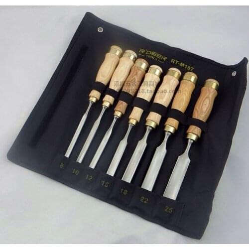 SunRed made in hongkong high quality CRV steel 7pcs half round wood carving chisels set professional NO.RT-M107 freeshipping