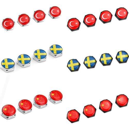 Sweden Flag Emblem for Skoda Octavia Mercedes Alfa Volkswagen Chevrolet Hyundai Haval Auto License Plate Screws Nuts Decoration