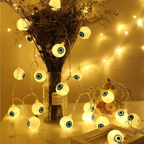 Led Eyeball String Light Halloween Decoration Batterey Charged Muticolor Eye Night Light Hanging Wall Decor Festoon Lights