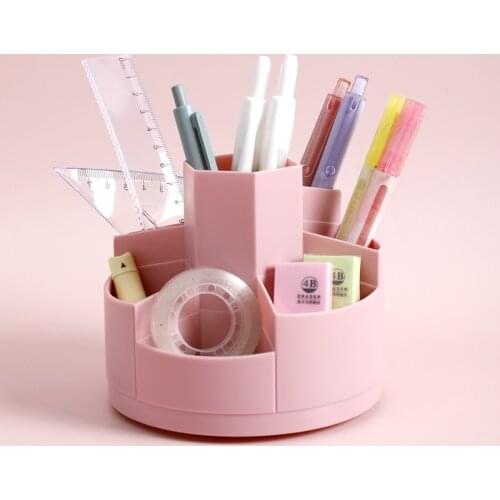 Creative Pencil Holder Desk Organizer for Pen Rotating Pen Holder Plastic Holder Bottle Storage Box Case Office Stationery ABS