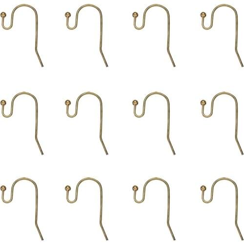 100Pcs Antique Bronze Color Brass Hook Earwire Nickel Free 11x22mm Earring Hooks for Jewelry Findings