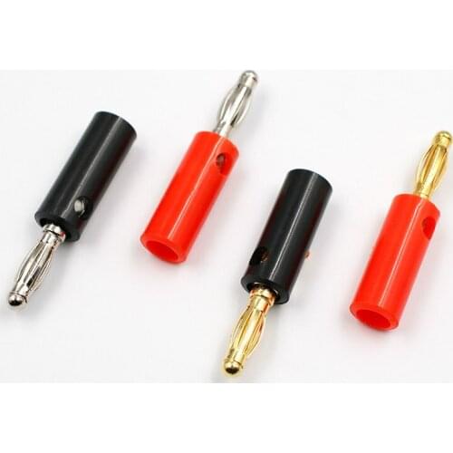10pcsAudio Speaker Screw Banana Gold Plate Plugs Connectors 4mm IN STOCK FREE SHIPPING Black Red Facotry Online Wholesale Golden