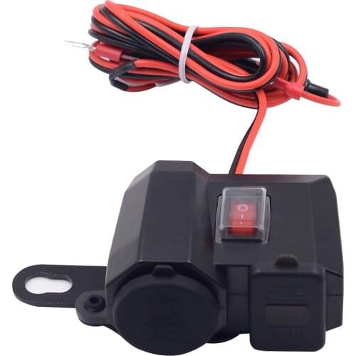 3 in 1 Motorcycle USB Quick Charge Cigarette Lighter Digital Display Voltmeter Waterproof Motorcycle Mobile Phone Charger