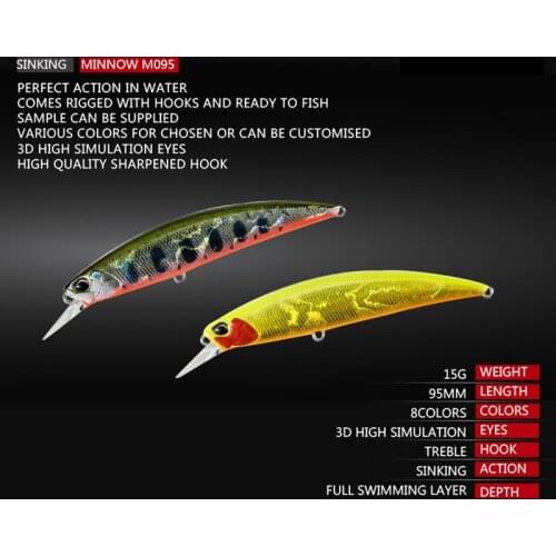 8Pcs Minnow Fishing Lures Set 15g 95mm Full swimming layer Long Casting Minnow Floating Hard Bait Lure Fishing Tackle