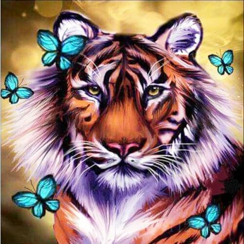 Diy Diamond Embroidery Colour Tiger Full Square&round Animal Series Butterfly Diamond Painting Cross Stitch Mosaic Gift Decor