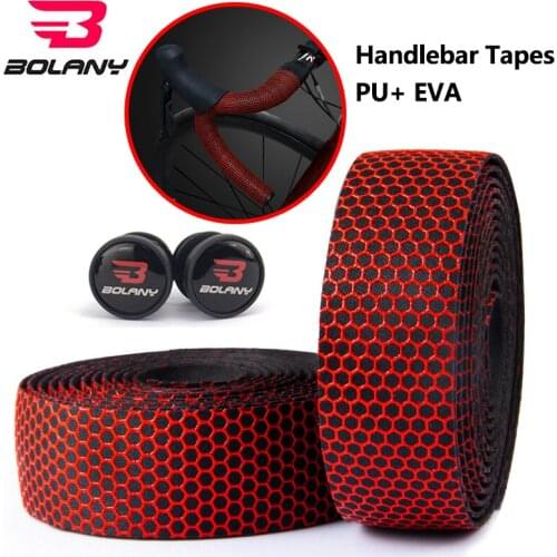 BOLANY Professional Road Bike Handlebar Tape Bicycle Antiskid Honeycomb Handlebar PU EVA Handle Bar A Pair Cycling Accessories