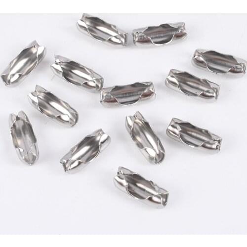 50Pcs/Lot 1.5-3.2mm Stainless Steel Ball Chains End Clasps Beads Chains Connector Crimp For Jewelry Making Supplies