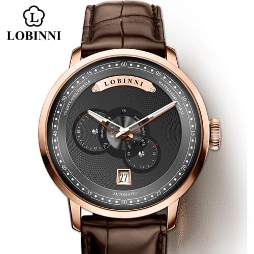 Switzerland LOBINNI Luxury Brand Japan MIYOTA Automatic Self-Wind Mechanical Movement Man Watch Watchproof 50M Male Wristwatch