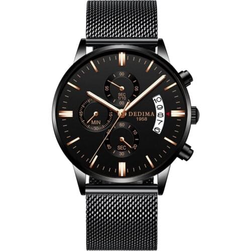 DEDIMA 2020 new fashion creative mens steel mesh belt calendar watch multifunctional sports business casual calendar watch