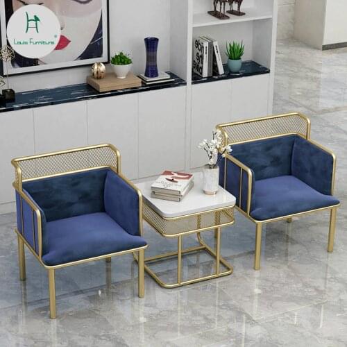 Louis Fashion Living Room Sofas Nordic Simplified Golden Iron Single Living Room Hotel La Terrazza Leisure Chair