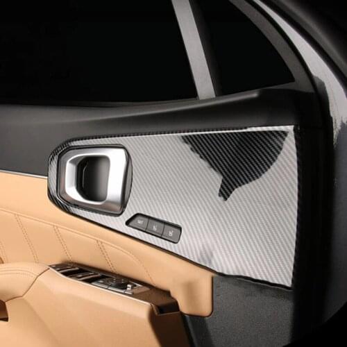 For Kia Sorento MQ4 2021 2022 Carbon Fiber Inner Door Handle Cover Catch Bowl Trim Insert Bezel Frame Garnish