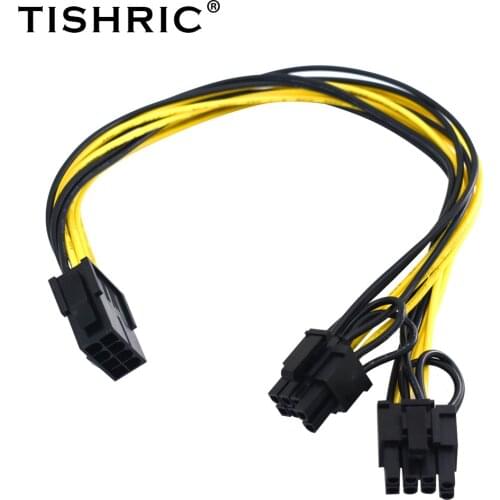 TISHRIC 10PCS Miner Power Cord 8Pin to Dual 8pin Miner Riser Cable PCI Express PCIE Graphic Video Card Adapter Power Cable