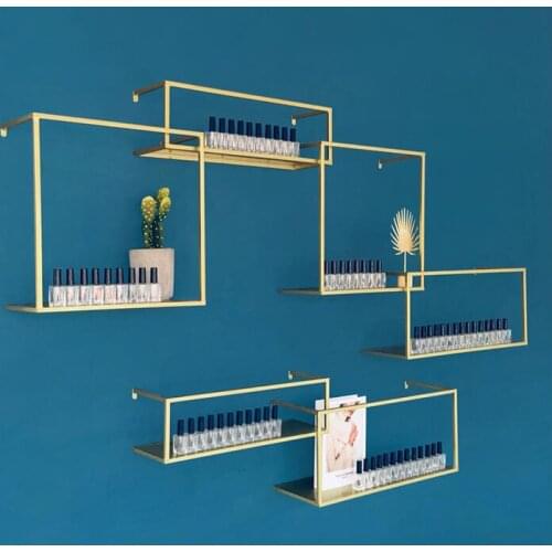 Nail shop, iron art nail carrier, nail polish, shelf, nail polish rack, display rack, wall hanging wall, golden shelf