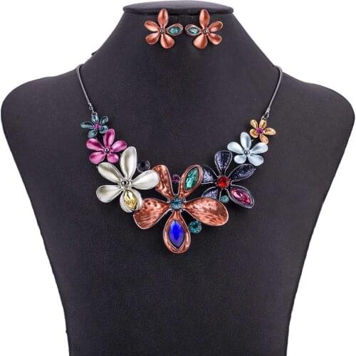 MS1505045 Fashion Jewelry Set Flower Design Colorful Metal Pendant High Quality Lead&Nickle Free Wedding Jewelry