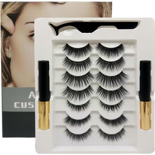Magnetic Eyelashes Set Full Strip 7 Pair Natural Cilia Makeup Volume Dramatic Eyeliner Synthetic Lashes Eye Thick False F8T0