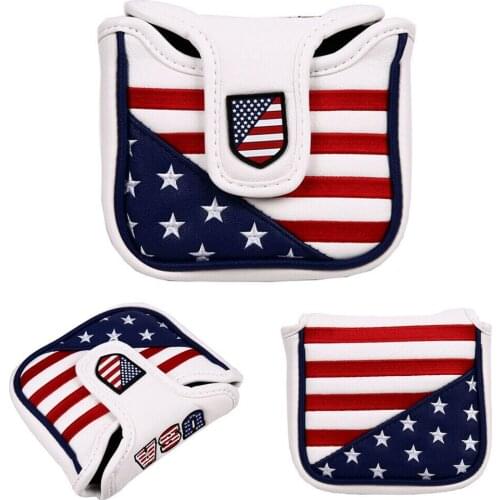 Golf Putter Head Cover Square Mallet American Flag Embroidered Headcover For TaylorMade Spider Tour Magnet Sports Accessories