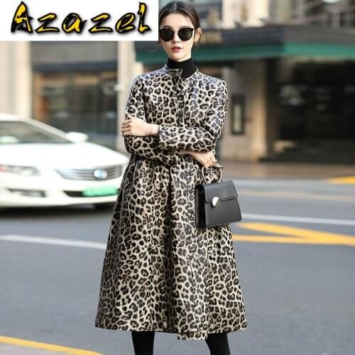 Real Genuine Leather Jacket Autumn Winter Women Clothes 2020 Korean Vintage Leopard Sheepskin Coat Long Tops ZT4817