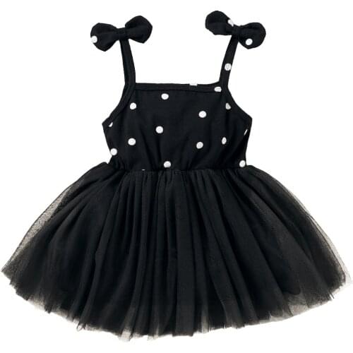 New Fashion Kids Girls Dress Cute Princess Girl Baby Sleeveless Tulle Bowknot Black