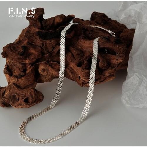 F.I.N.S Classic Authentic S925 Sterling Silver Necklace Hollow Short Hand-Knitted Choker Necklace Clavicle Neck Fine Jewelry