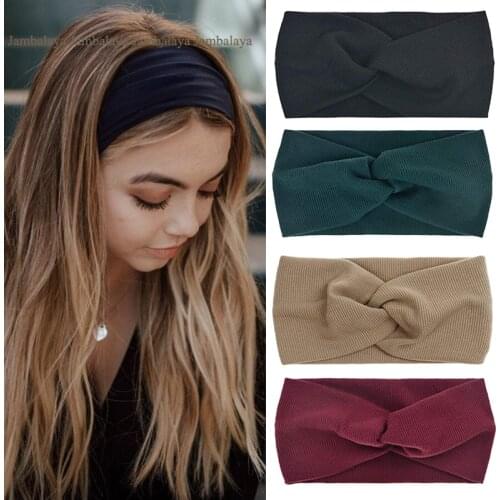 Women Headband Twist Knit Cotton Wide Turban Twisted Knotted Head Band Bandana Girls Hair bands Headband Women Hair Accessories