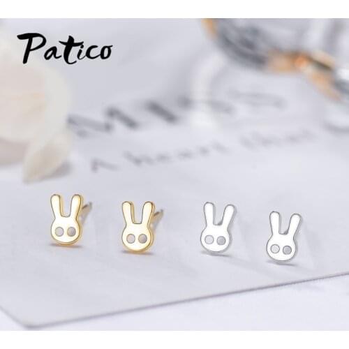 Simple Jewelry Genuine 925 Sterling Silver Love Heart Stud Earrings for Women Girls Flower Rabbit Ear Earrings Korean Jewelry