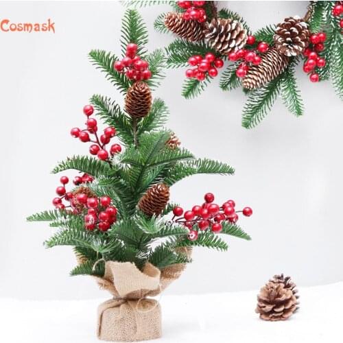 Cosmask Christmas Decorations 42Cm Pine Cone Cherry Snow Spray Mini Christmas Tree Shopping Mall Window Pendant