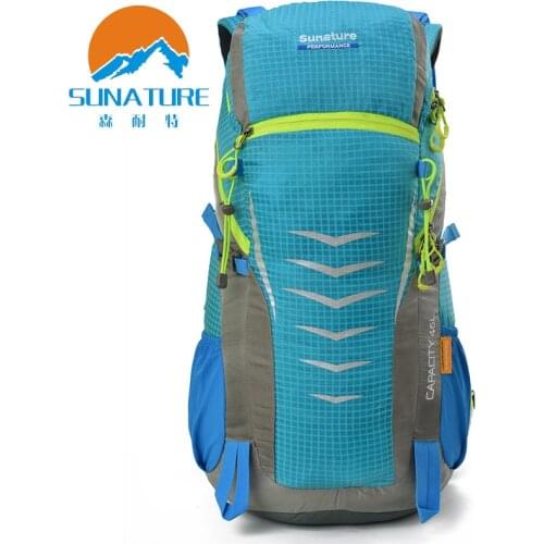 Sunature New Travel Hiking Backpack Outdoor Climbing Backpack Large-capacity Camping Tourism Waterproof Nylon Backpack 45L