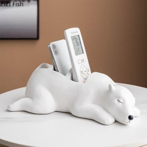 Cartoon Polar Bear Trays Decorative Fruits Basket Storage Ornaments Cute Animal Resin Storage Rack Jewelry Dish Modern Decor