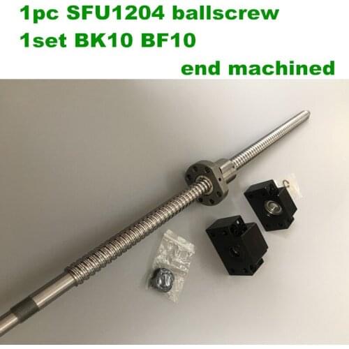 SFU1204 1200mm 1500mm rolled ball screw C7 with end machined + 1204 ball nut + BK/BF10 support for RM1204 cnc parts