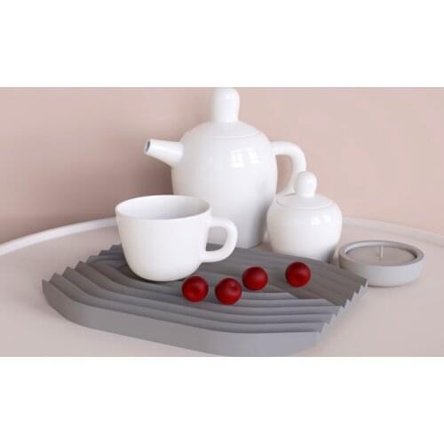 Cement Tray Silicone Mold Concrete Corrugated Crease Design Simple Nordic Pallet Molds Combination Decorative Tray Molds