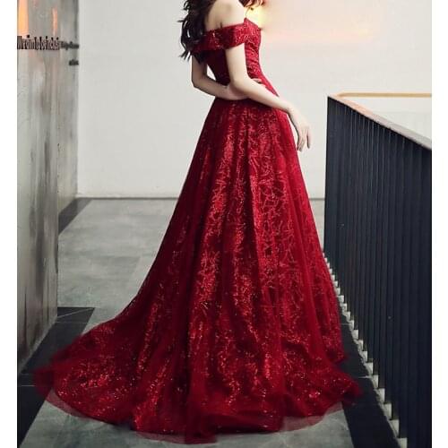 Dark Red Ball Gown Wedding Dresses Shining Sequins Sweep Train Bridal Gowns 2020 New Arrival Sexy Sheer
