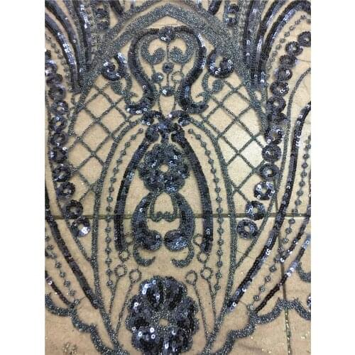Dark blue African Sequins Lace Fabric Embroidered Nigerian Net Laces Fabric Bridal High Quality French Tulle Lace Fabric 5yards