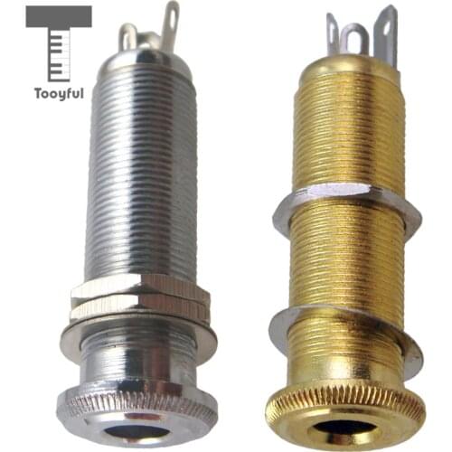 Tooyful 1/4" 6.35mm Brass Threaded Cylinder Jack Output Input Plug Socket for Guitar Bass Pickup Parts