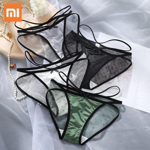 Xiaomi Woman Underwear Sexy Lace Transparent Panties Girl Dots Lace Underwear Low-Waist Female Briefs Panty Womens Underpants